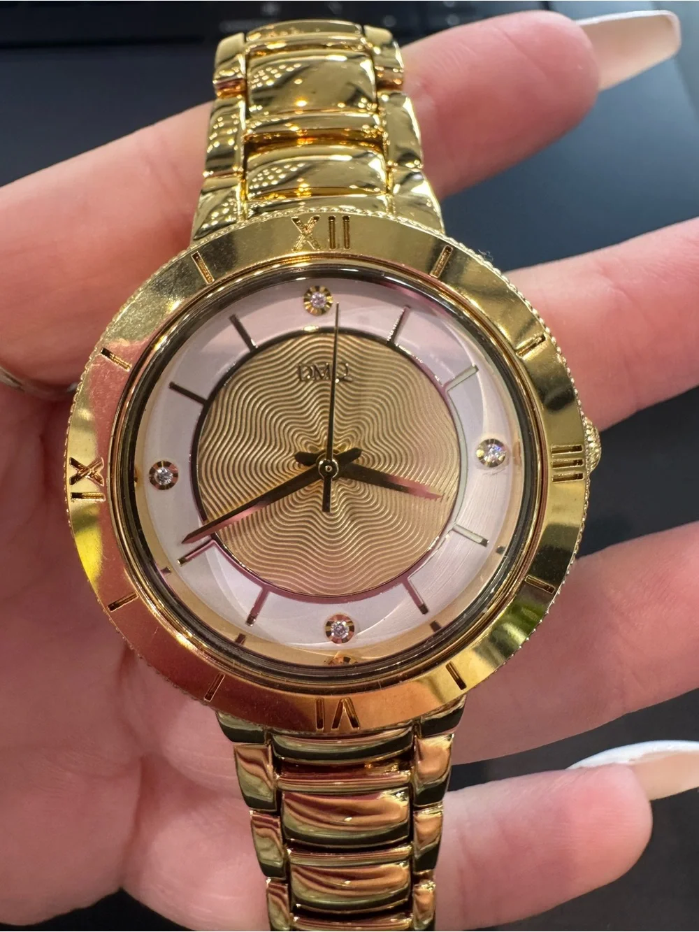 DMQ CZ Gold-Tone Quartz Analog Women's Watch